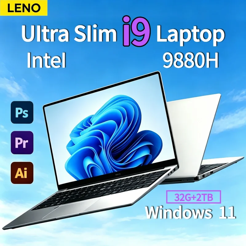 LENO 2026 New 15.6 " Inch  Intel Core i9-9880 4K HD Laptop Ultra Slim Gaming Laptop 1920*1080 Windows 11 Office Study Home Use