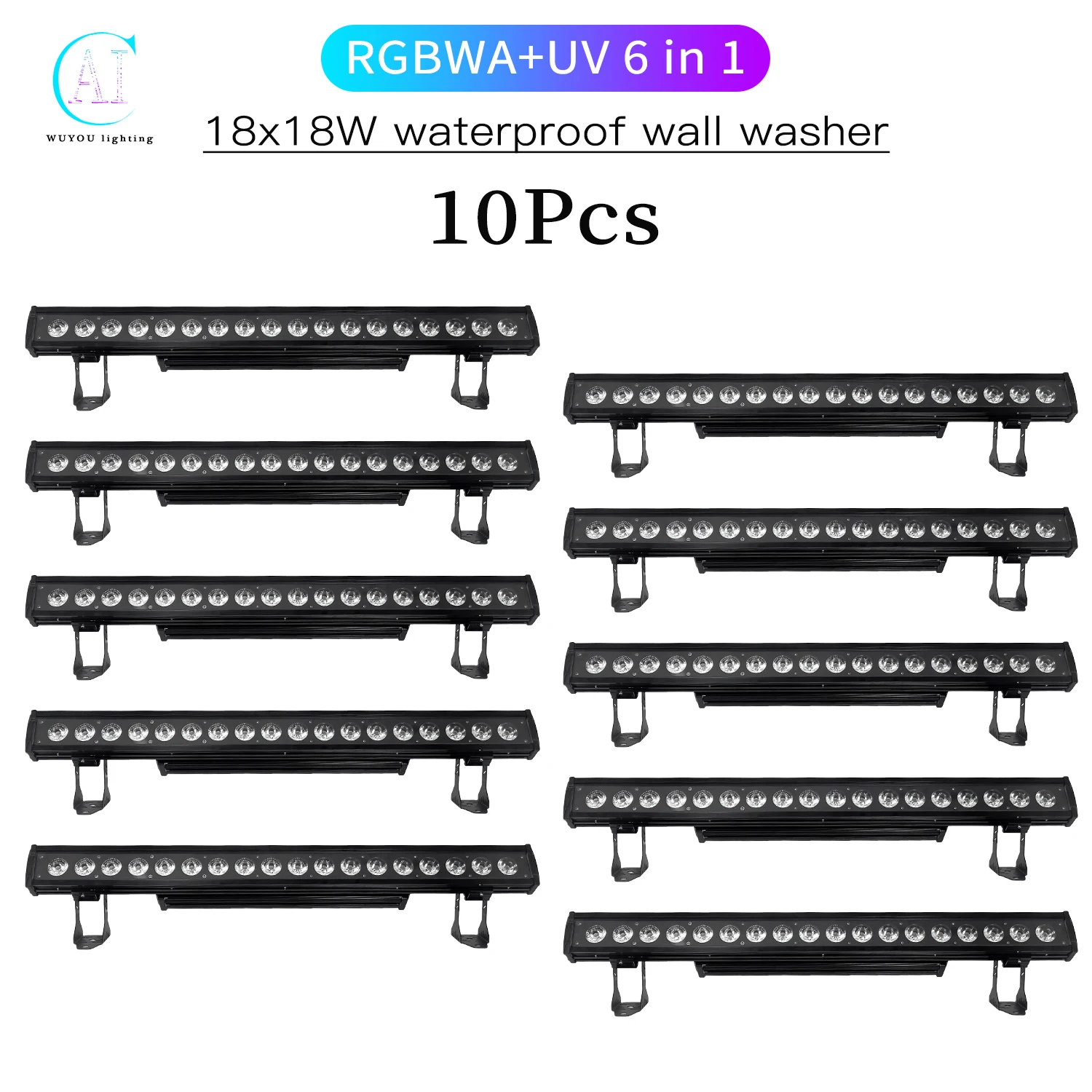 

10 шт./лот 18x18 Вт RGBWA + УФ 6 в 1 светодиодный водонепроницаемый настенный светильник для улицы, настенный светильник для сцены, DJ, оборудование для дискотек, освещение для шоу событий