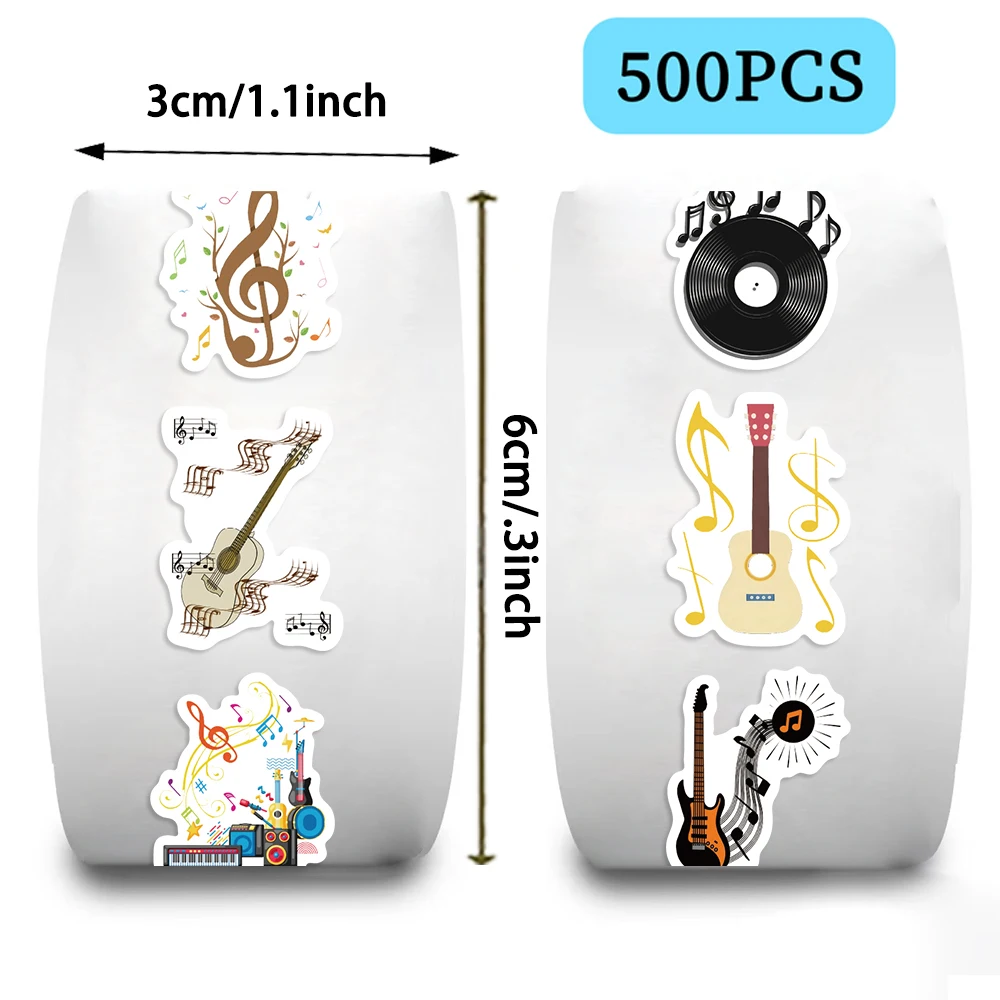 500pcs OSINE Music Vinyl Roll Stickers Roll Stickers for Parties Walls Scrapbooks Envelopes Birthday and Greeting Cards