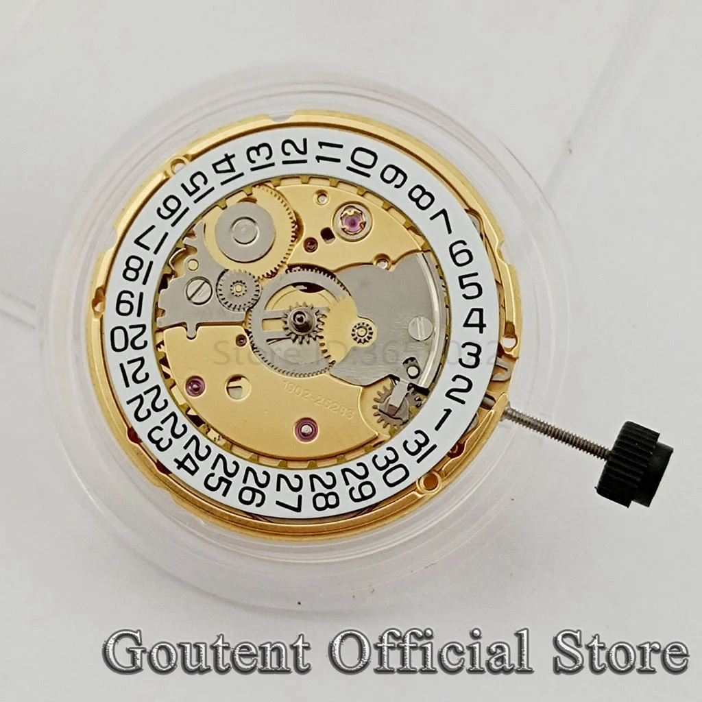 Goutent Golden Silver 25 Jewels PT5000 Automatic Mechanical Watch Movement 28800 bhp Clone 2824 Date Display