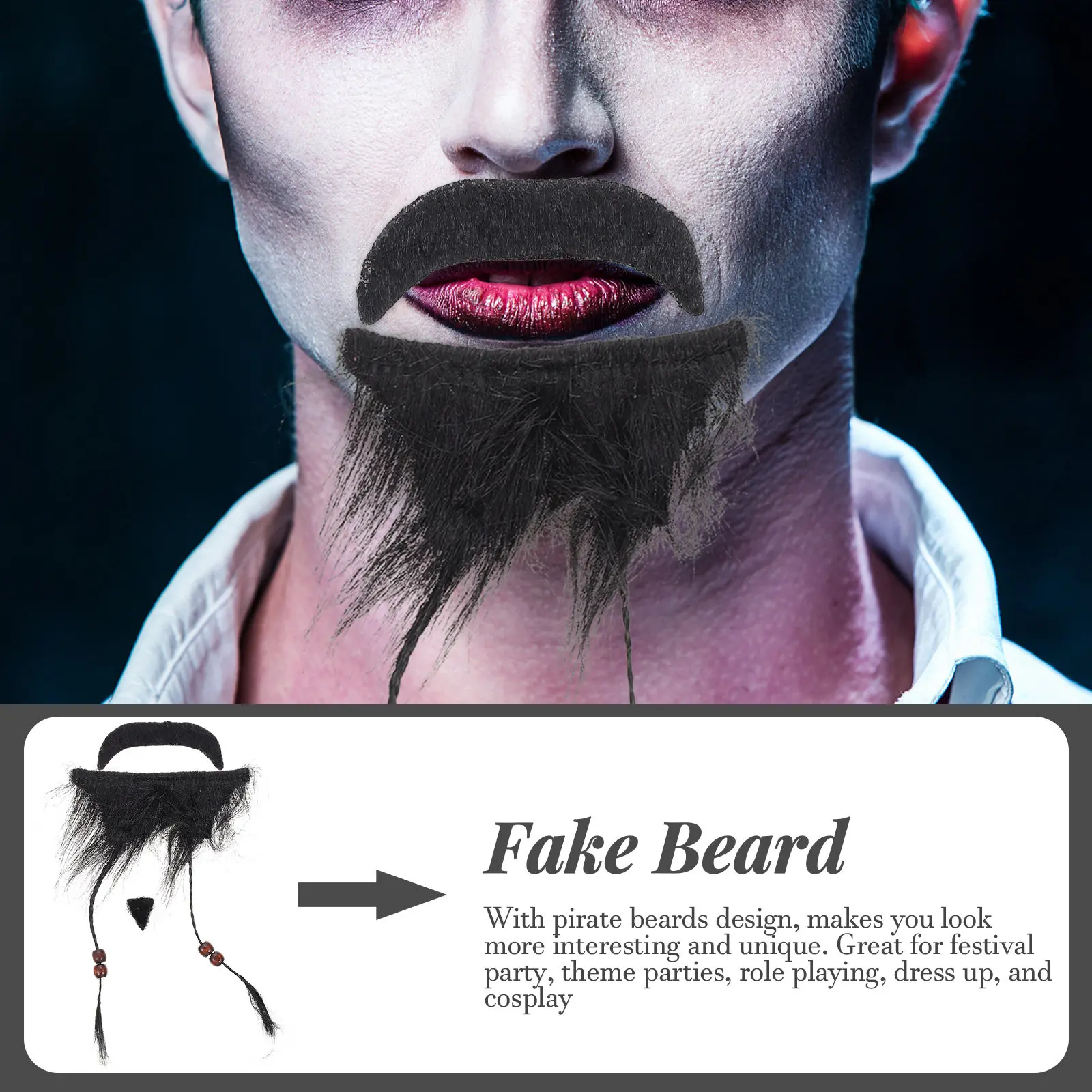 

3Pcs Premium Lightweight Pirate Beard Props for Cosplay Photography Festival Theme Parties Dress Up Comfortable Skin Safe Fake