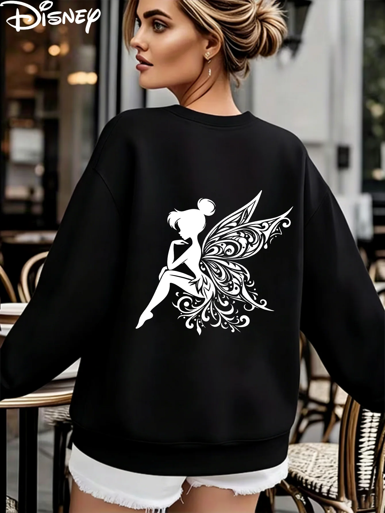 

Disney Women's Tinker Bell Pattern Sweatshirt Spring and Autumn Fleece Sweatshirt Everyday Outdoors for Any Occasion