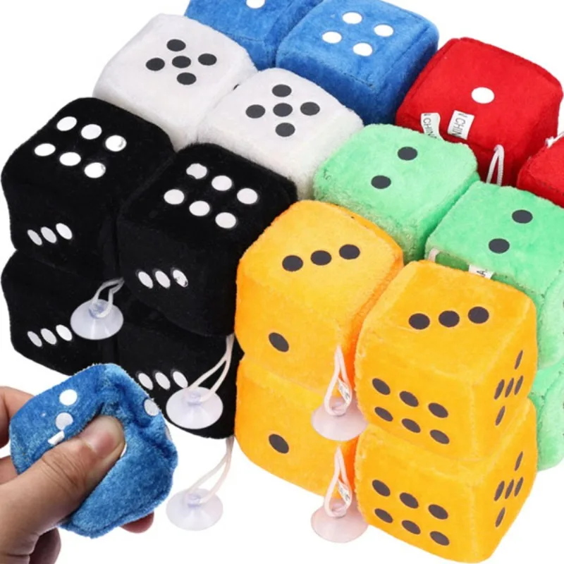 1/2Pcs Plush Dices Car Hanging Pendant Decor Dice Velvet Dice Model Decoration Rearview Mirrors Styling Car Interior Accessories