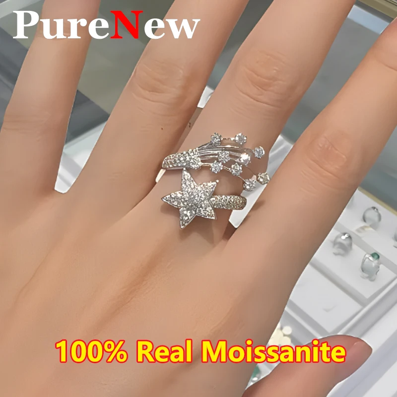 Fashion Star Shape Women Moissanite Diamond Ring Original 925 Sterling Silver Jewelry Luxury Full Moissanite Ring for Women Gift