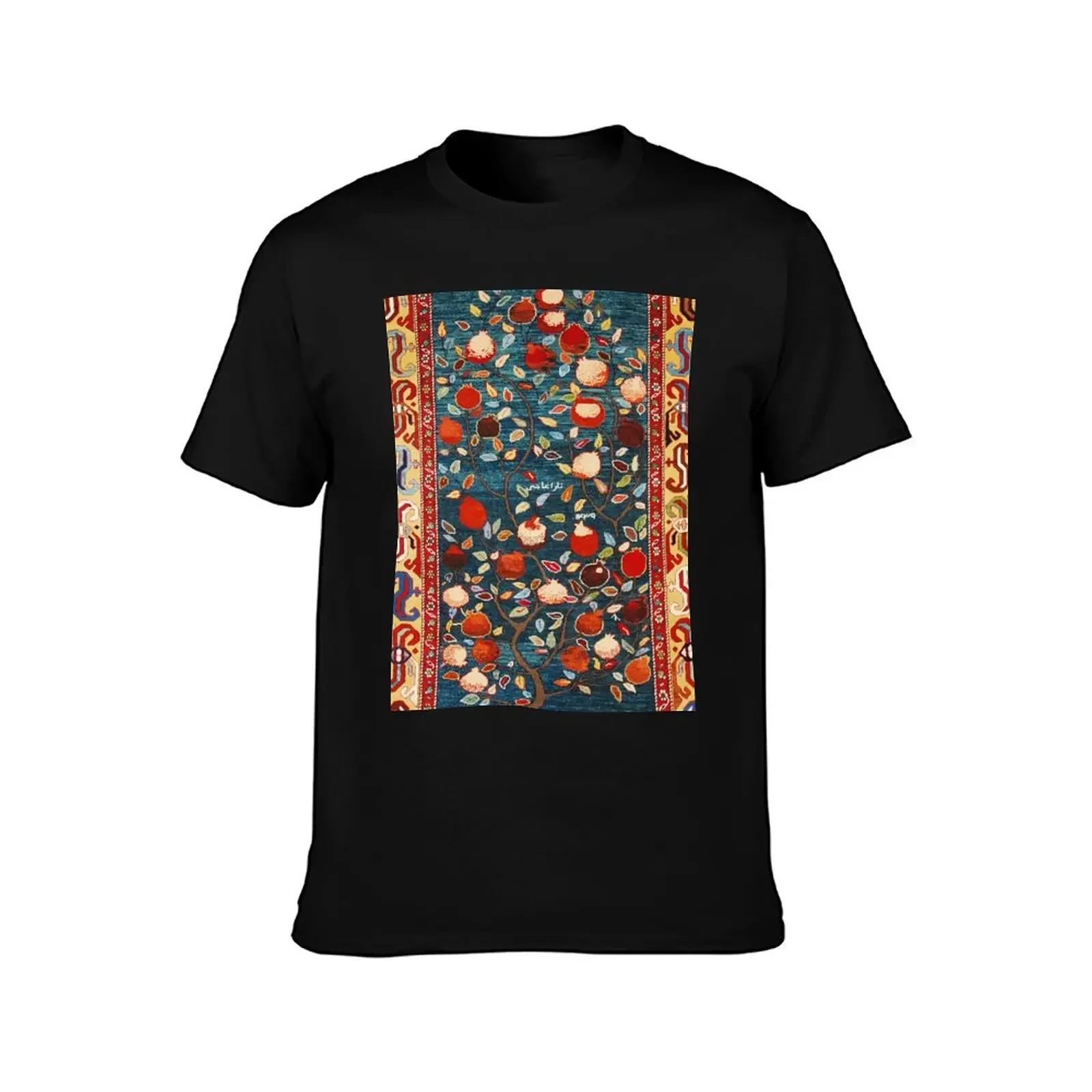 Pomegranate Tree Azerbaijan Rug Print T-Shirt funny shirt cotton graphic shirts shirts graphic tee men