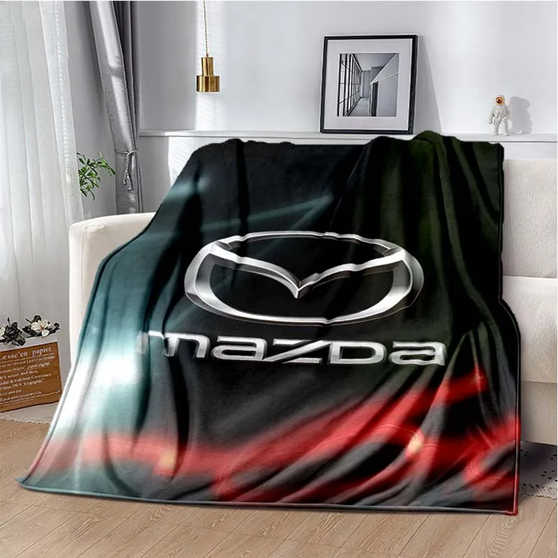 

Car supercar M-Mazda logo printed blanket, living room bedroom sofa cover blanket, flannel soft insulation, customizable