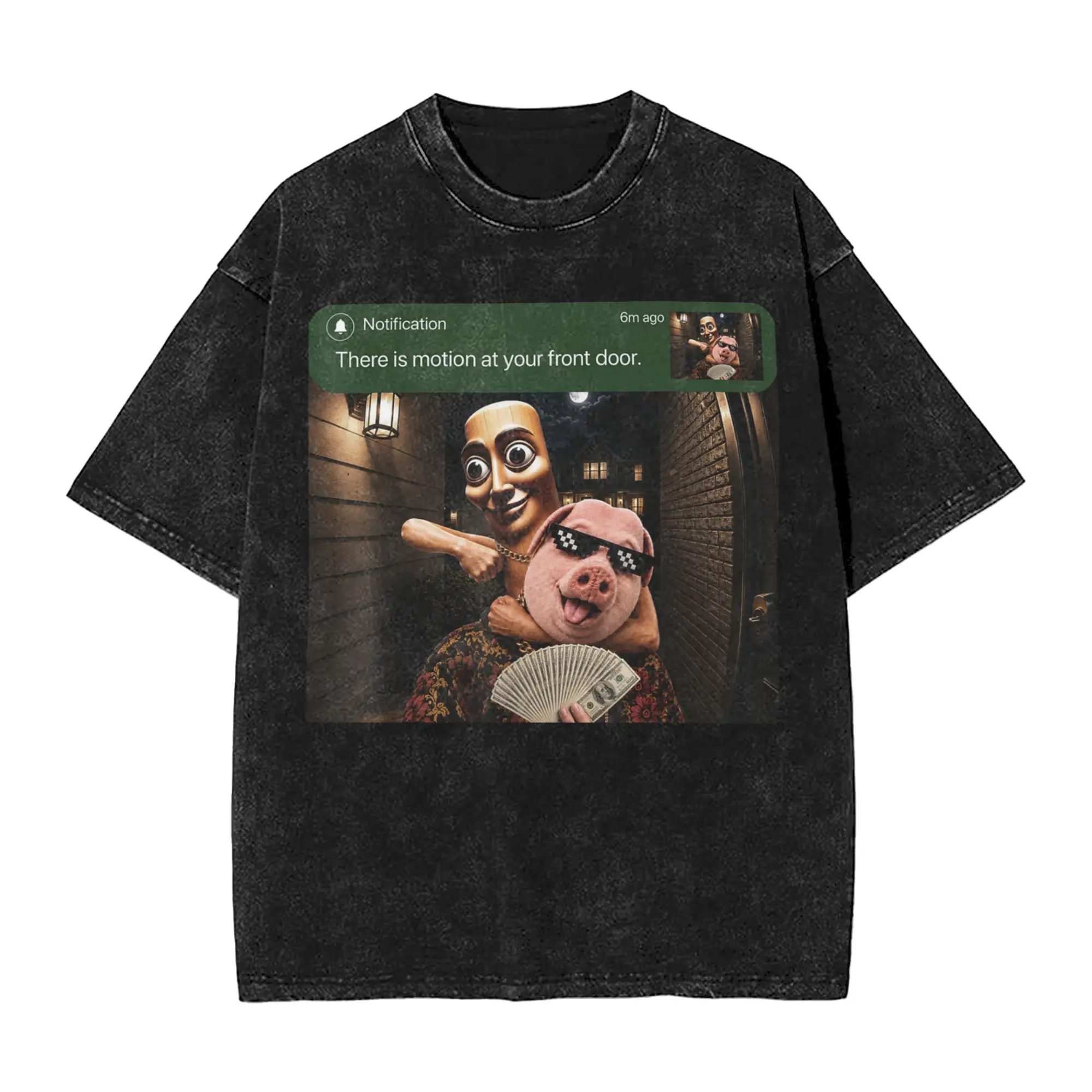 Funny There is Motion at Your Front Door Tung Sahur John Pork T-Shirt Men Crew Neck Cotton Washed T Shirt Short Sleeve Tee Shirt