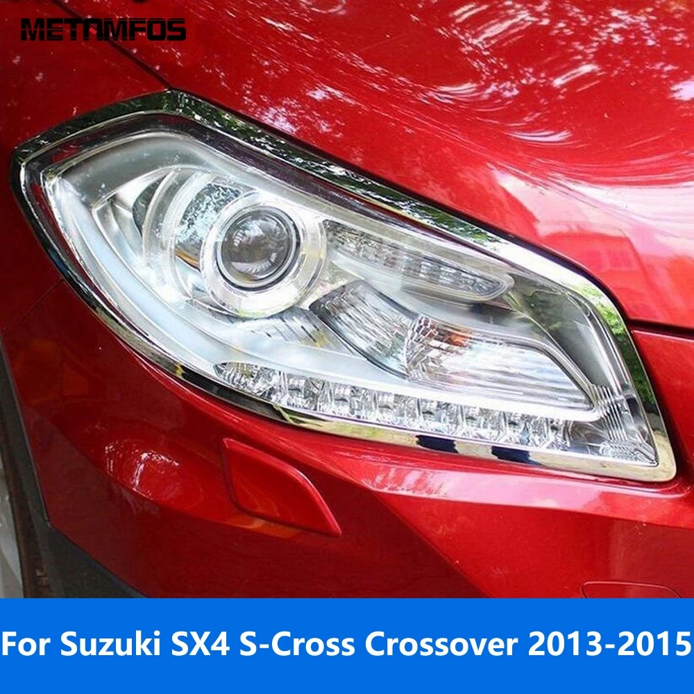 For Suzuki SX4 S-Cross Crossover 2013 2014 2015 Chrome Head Light Lamp Cover Trim Headlight Protector Frame Exterior Accessories