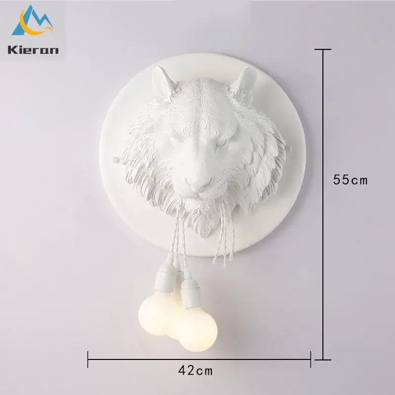 Modern Carve Majestic Tiger LED Wall Lamps Bedroom Study Restaurant Hotel Bedside Wall Lights Living Room Decor Resin Wall Lamp