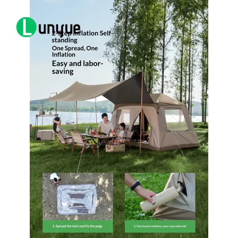 Fully Automatic Inflatable Tent 210D Oxford Waterproof Four Season Outdoor Camping Overnight Rainstorm Proof Canopy Shelter