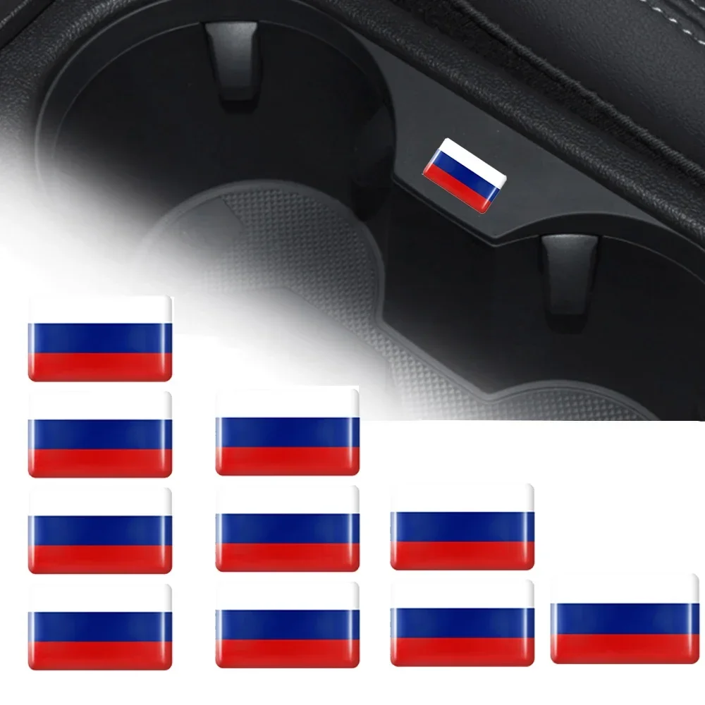 10pcs Epoxy Russia Flags Sticker Car Interior Decal for Lada Niva Priora Sedan Sport Kalina Granta Vesta Largus Vaz Samara Badge