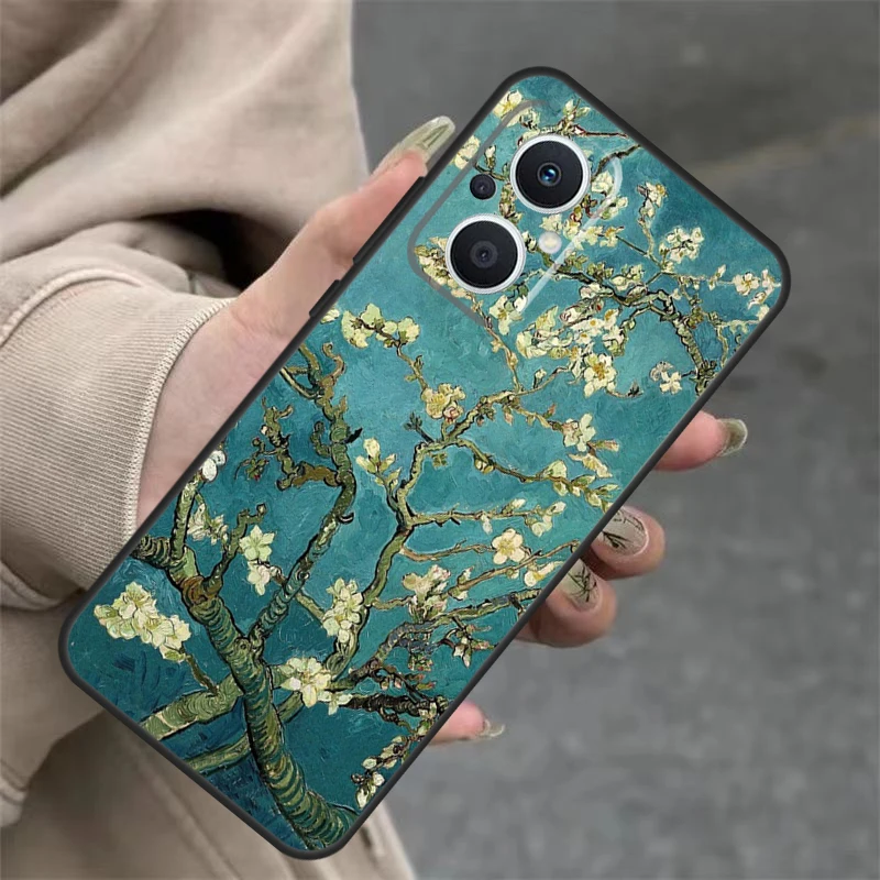 فان جوخ حقيبة الرسم الزيتي لأوبو ، رينو 4z 5z 8t 10 11 pro 11f 7 8 5 6 lite ، ابحث عن x6 x5 pro x2 x3 neo
