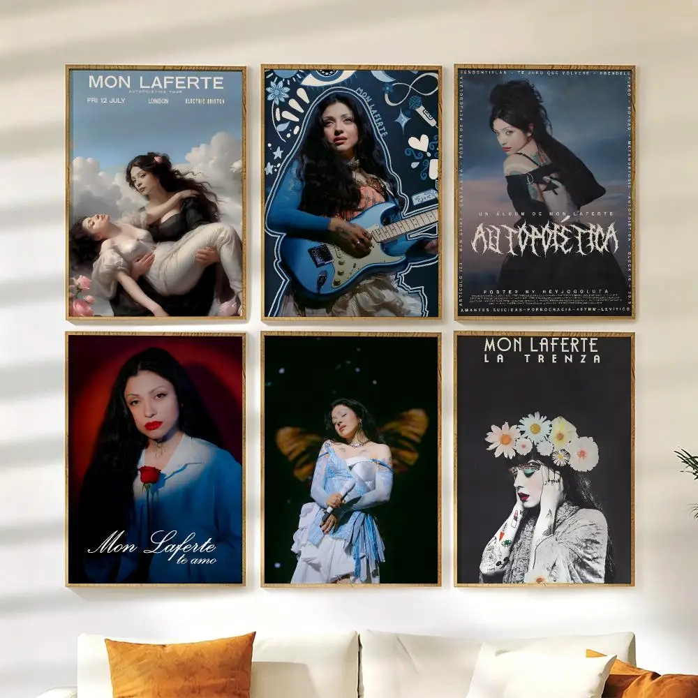 singer M-Mon laferte Poster Wall Stickers HD Painting Self Adhesive Art Decals for Bedroom Living Room Home Decor