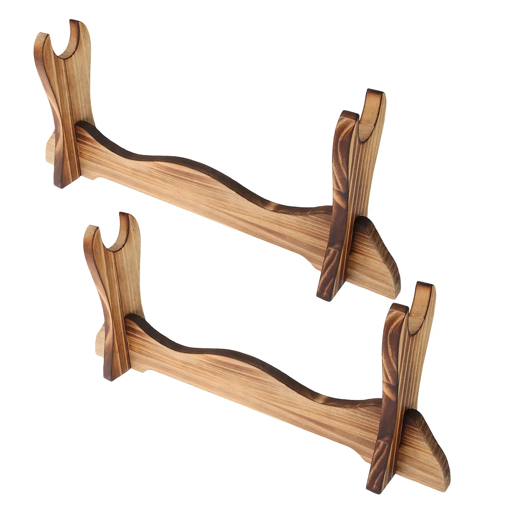 

2Pcs Wooden Horizontal Rack Home Decor Flute Ruler Sword Bracket Bracket Storage Solution Desktop Sword Holder