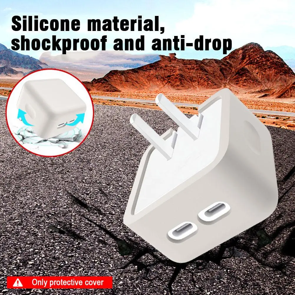 حافظة من السيليكون لشحن الرأس حافظة واقية لهاتف آيفون ماك بوك 35 وات منفذ USB-C مزدوج محول طاقة صغير ملحقات مضادة للسقوط #5