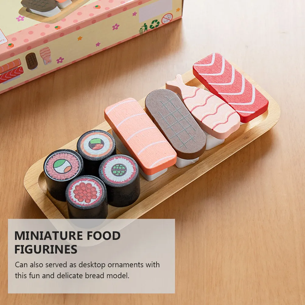 

1Set Mini Sushi Bread Ornament Wooden Resin Food Prop for Photo Styling Kitchen Decor Desktop Display Simulation Breakfast Scene