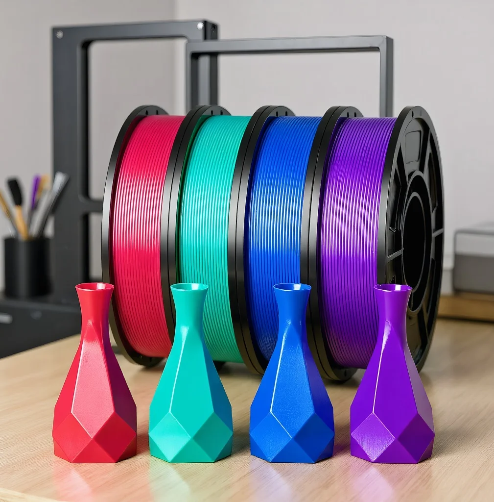 

Silk PLA Filament 1.75mm Bundle 4 Colors (Pink, Cyan, Blue, Purple), High Speed ​​Flow Shiny 3D Printer Filament (250g per Roll)