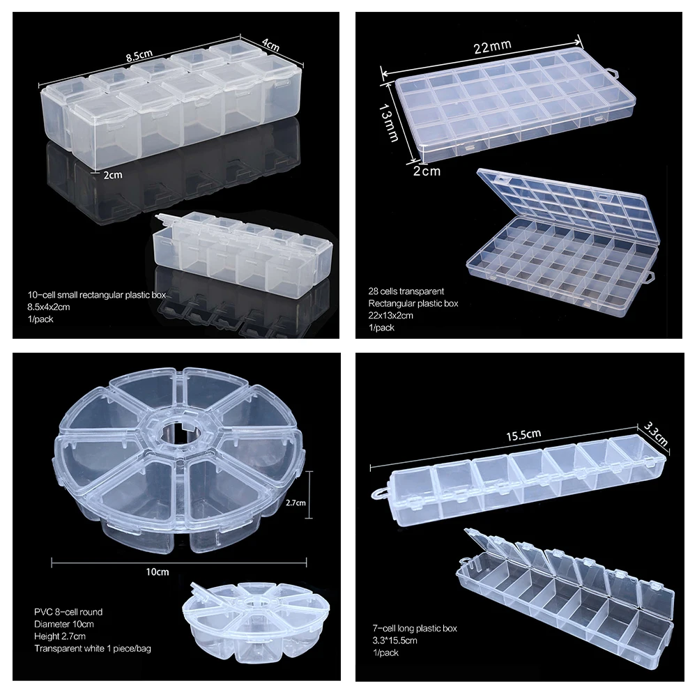 elenxs 8/10/15 Grid Fishing Clear Storage Box Transparent Fish Hook Organizer Plastic Jewelry Container