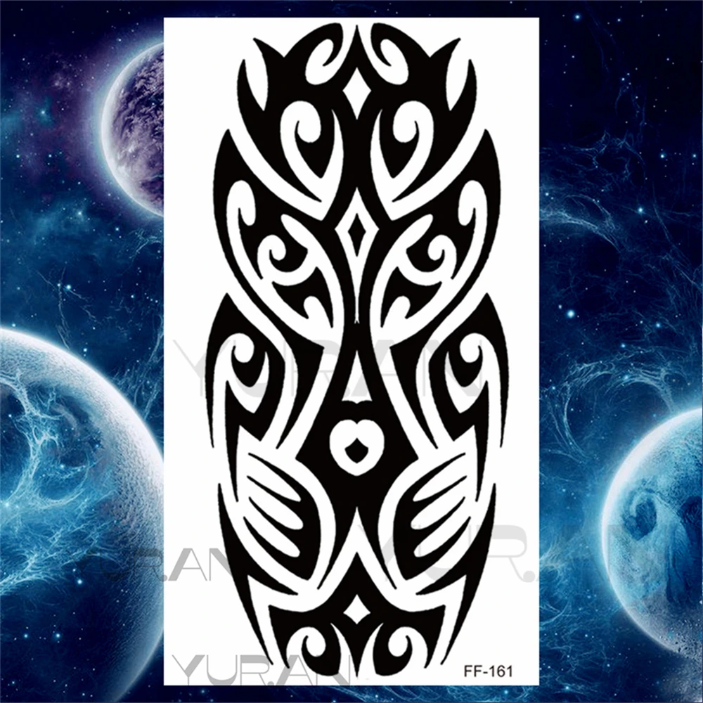 Large Totem Temporary Tattoos For Adults Men Realistic Maori Thorns Armbands Waterproof Fake Tattoo Stickers Arm Body Tatoos 3D