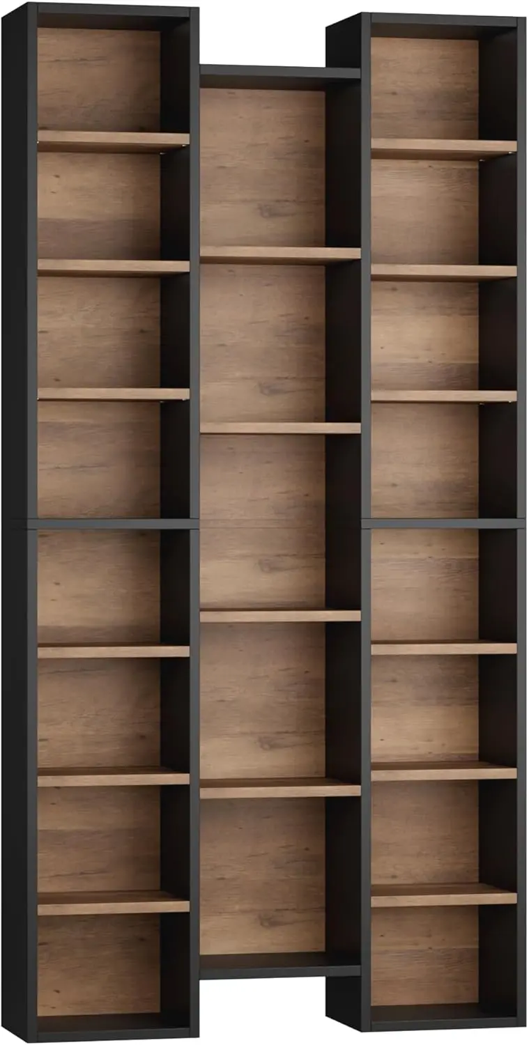 

Tall Wide Bookshelf Cubes Tier Shelves Bookcase Media Tower Storage Freestanding Display Cabinet Black Brown