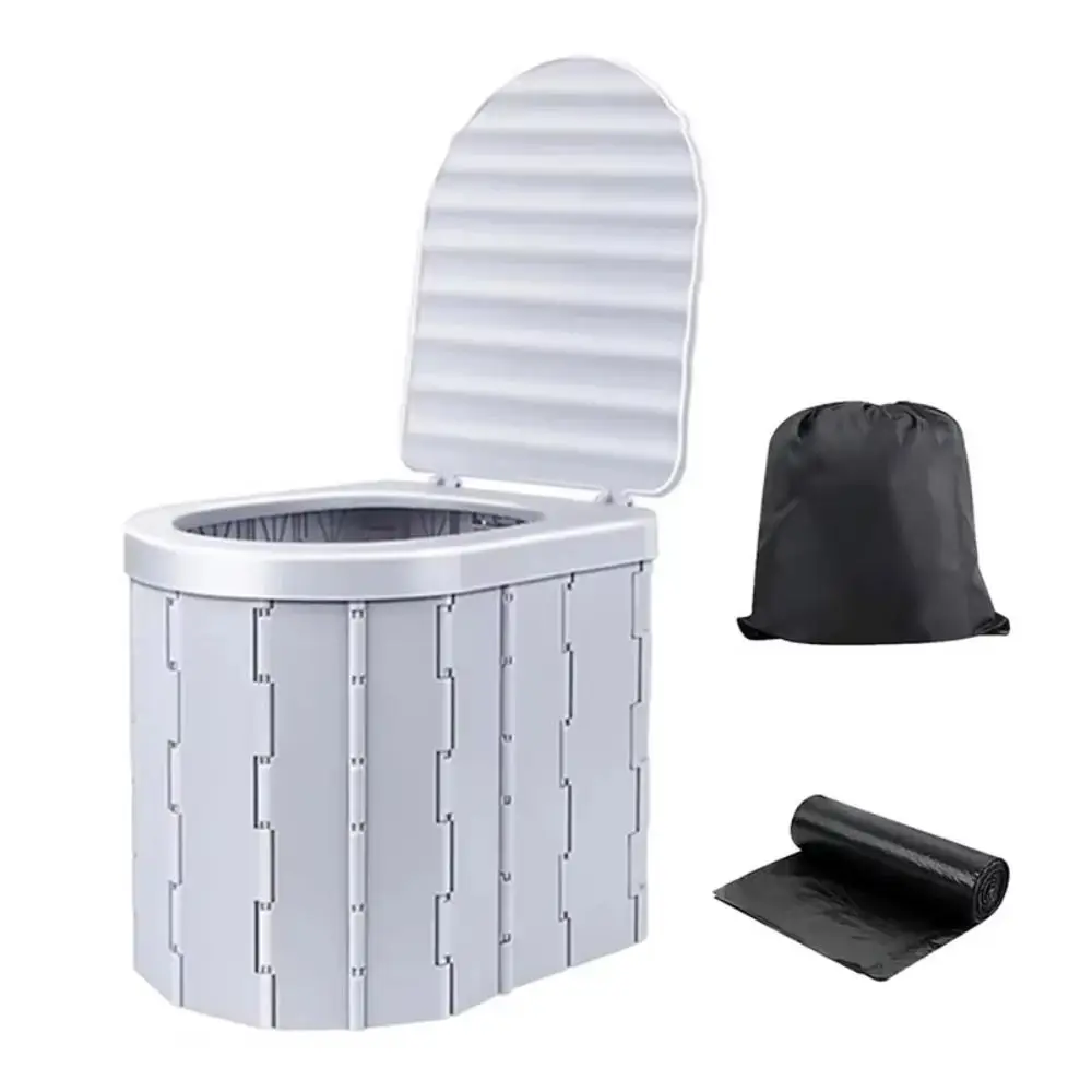 Accessories One-piece Design Folding Toilet Flip-top Use Garbage Bags Portable Toilet Lid Heavy Duty Camping Toilet RV Travel