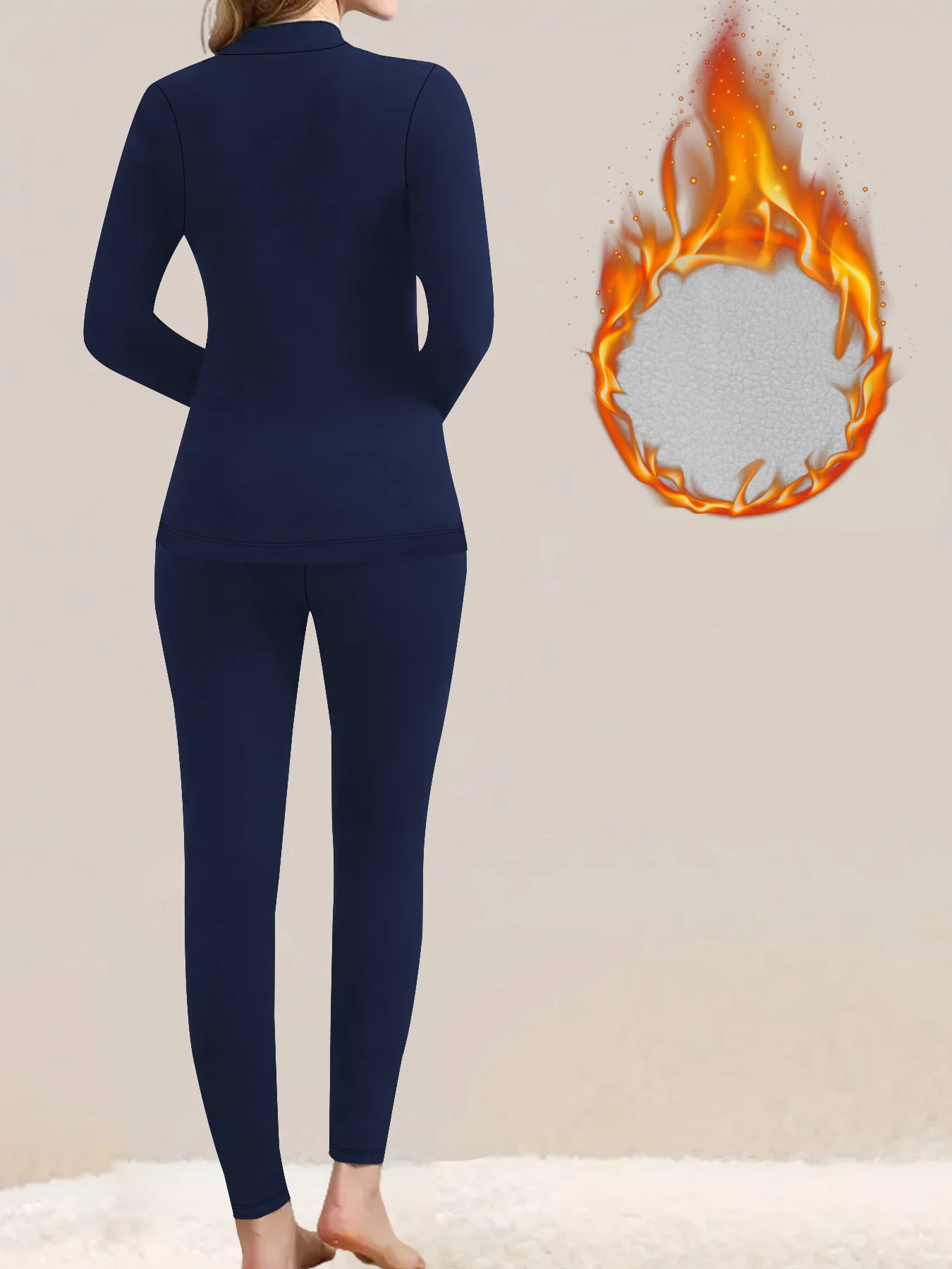 سراويل ضيقة نسائية مبطنة بالصوف بخصر عالٍ وجيوب. سراويل حرارية مثالية للجري في الشتاء واليوجا والتدريبات الخارجية #2