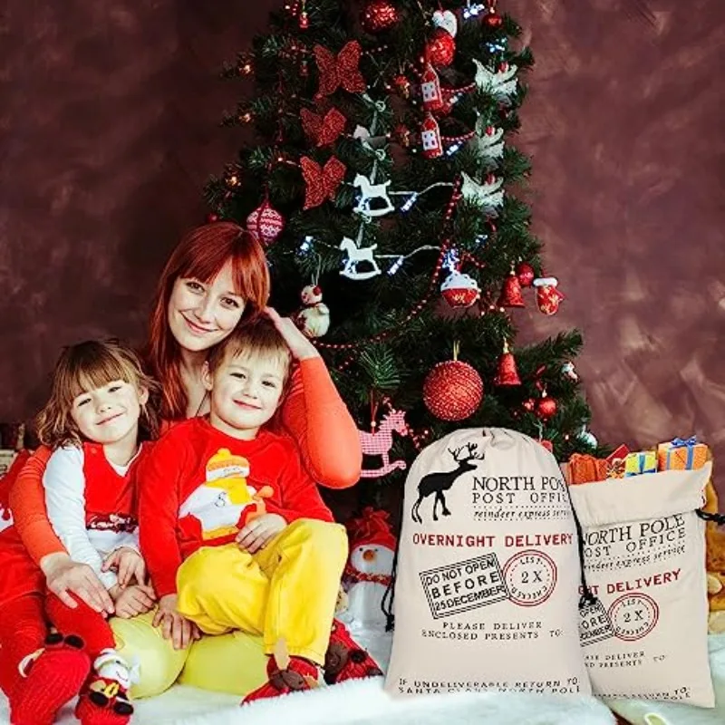 

[1 шт.] Подарочный пакет для рождественских чулок, с дизайном арктических штампов, многоразовый, для вечеринок, конфет и оптовой упаковки для фестивалей