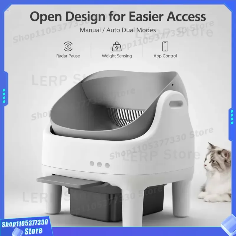 65L Large Capacity Smart Cat Litter Box Automatic Self Cleaning Deodorizing Square Design Eco Friendly PP ABS POM Material
