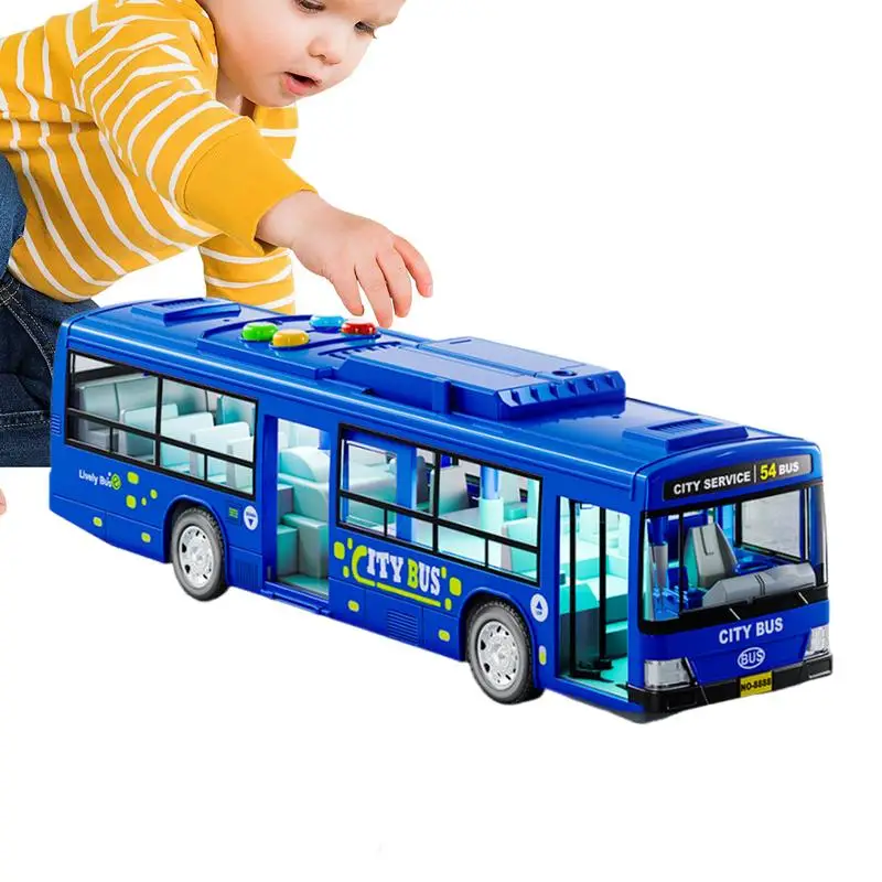 City Bus Toy Large Electric Bus Toy Educational Play Vehicles Toy Battery-Operated Car Model Toy With Music And Light Openable