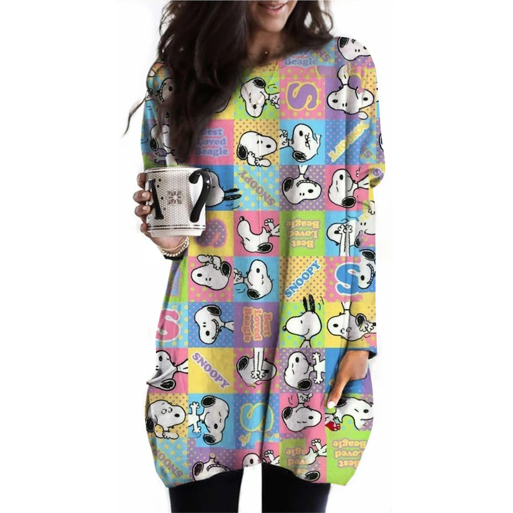 Anime Cute Printed Hoodies Women Cartoon Snoopy Y2k Korean Students Loose Sweatshirt Fashion Sweet Manga Unisex Clothing