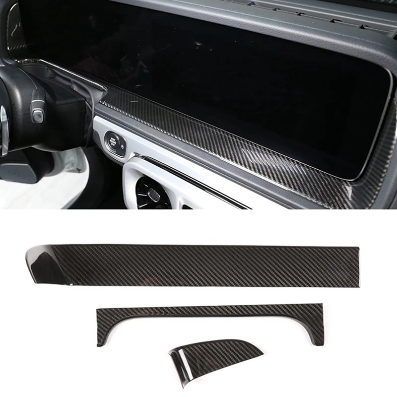 

For Mercedes-Benz G-Class G63 G350 G500 2019-2020 Dry Carbon Fiber Car Dashboard Display Screen Cover Trim Accessories