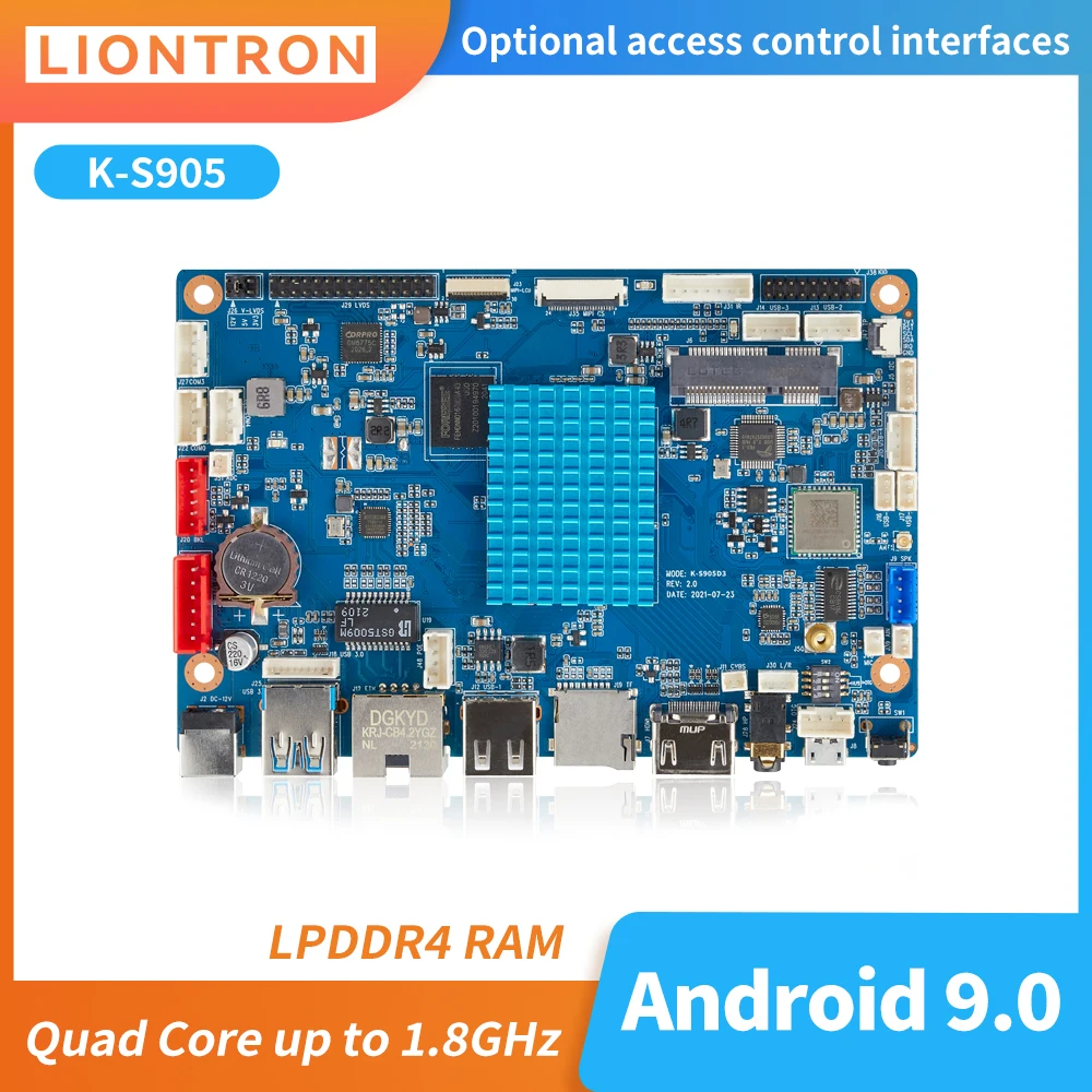 

Liontron K-S905D3 Motherboard Quad Core 64 bit with 1.2Tops NPU 4K LPDDR4 2GB Gigabit Ethernet Single board computer Linux