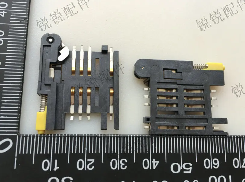 For SIM card slot GPS card holder, drawer type self-elastic mobile phone card holder 6+2P yellow handle
