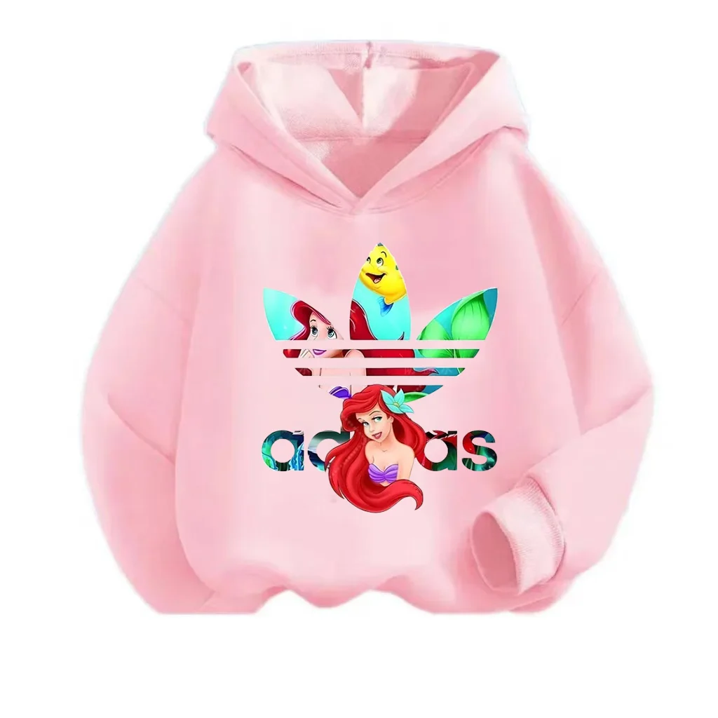 Cartoon Printed Disney Princess Children's Hoodie Comfortable Outdoor Sports Kid Clothing Tops Girls Autumn/Winter Street Wear