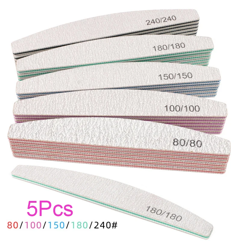

5/3Pcs Professional Nail Art File Buffer 100/180 Grit Curved Double Sided Sanding Block Grinding Toenail Files For Manicure