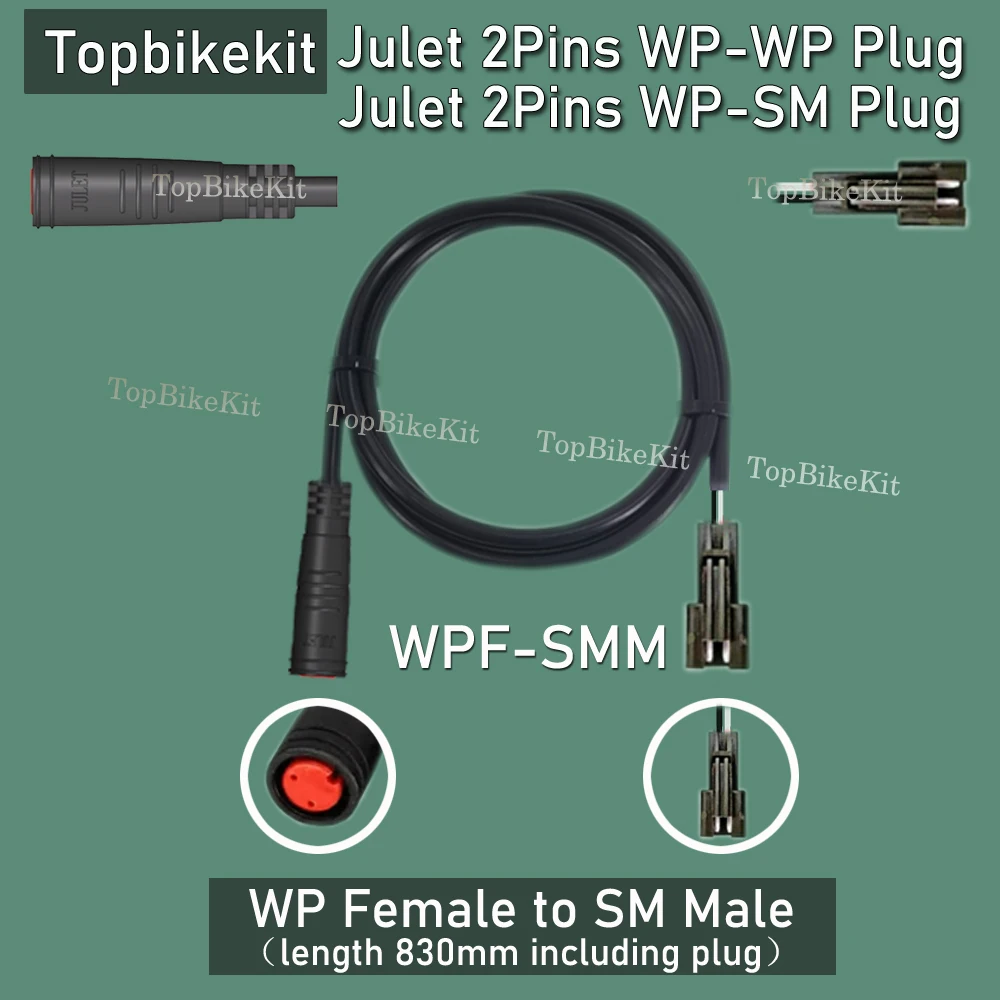 Ebike Julet تمديد كابل 2Pins 2P WP-WP WP-SM جوليه مقاوم للماء التوصيل تمديد مهائي كابلات للضوء/رافعة الفرامل/الاستشعار #6