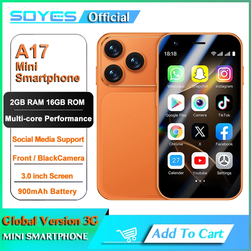 ONEMYTH A17 Mini Android8.1 هاتف ذكي 3.0 بوصة 2 جيجابايت رام 16 جيجابايت روم ثنائي الشريحة الاستعداد Play Store 3G هاتف صغير #1