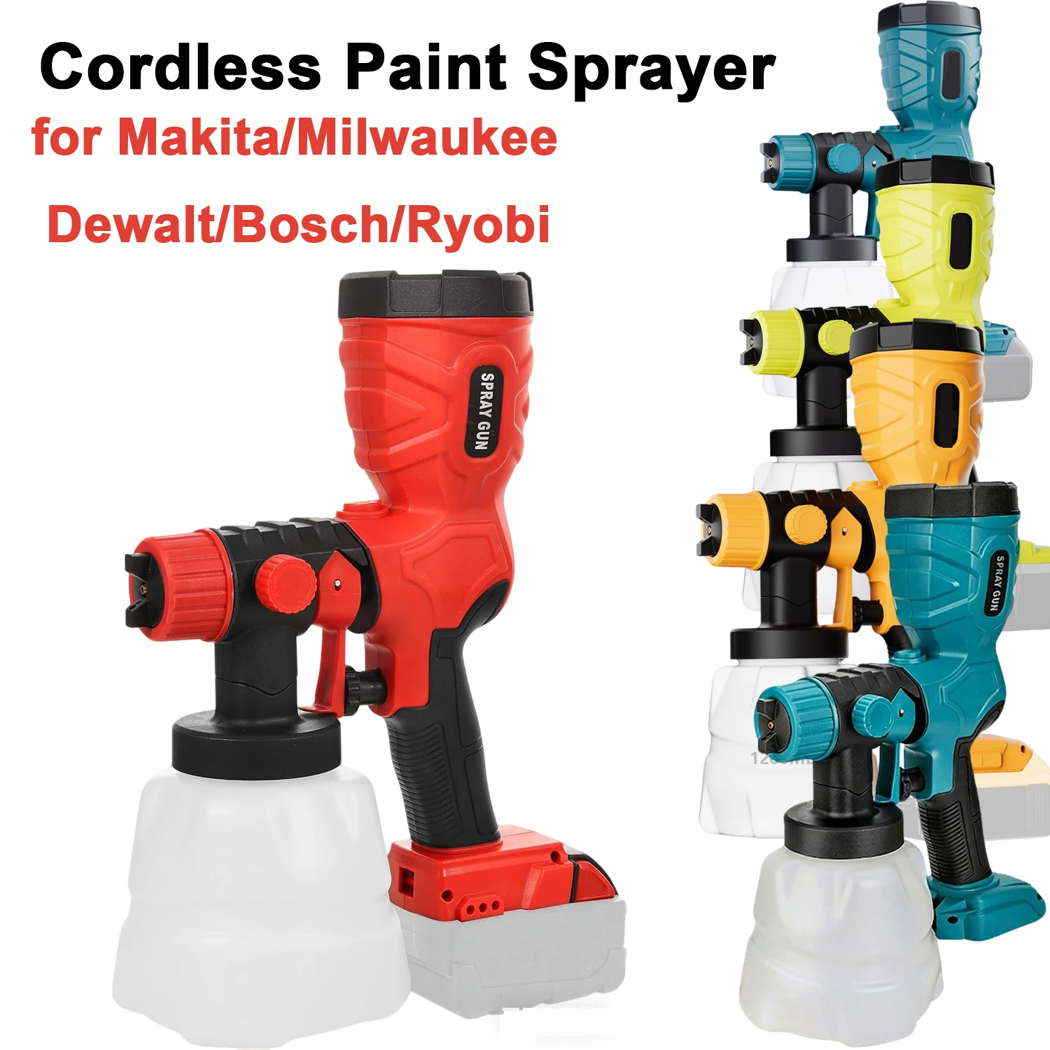 

Беспроводной распылитель краски для Makita/Milwaukee/Dewalt/Bosch/Ryobi 18В/20В, для дома, забора, мебели [без аккумулятора]