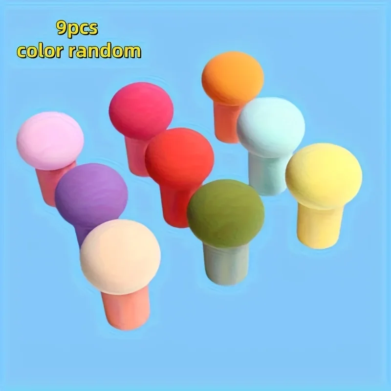 9pcs Mushroom Head Sponge Makeup Puffs Soft Delicate Cosmetic Puff for Powder And Liquid Foundation Beauty Makeup Tool