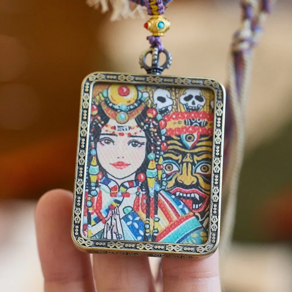 Tibetan Vintage Style Zakiram Pendant Necklace Nepal with Past Life Tangka Gawu Box Pendant Wholesale Male and Female Amulet