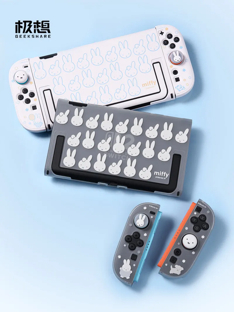 

Защитный чехол Geekshare Switch 2 с милым кроликом Миффи, полупрозрачный защитный чехол для NS2, накладки на кнопки, аниме-аксессуары для игровых приставок