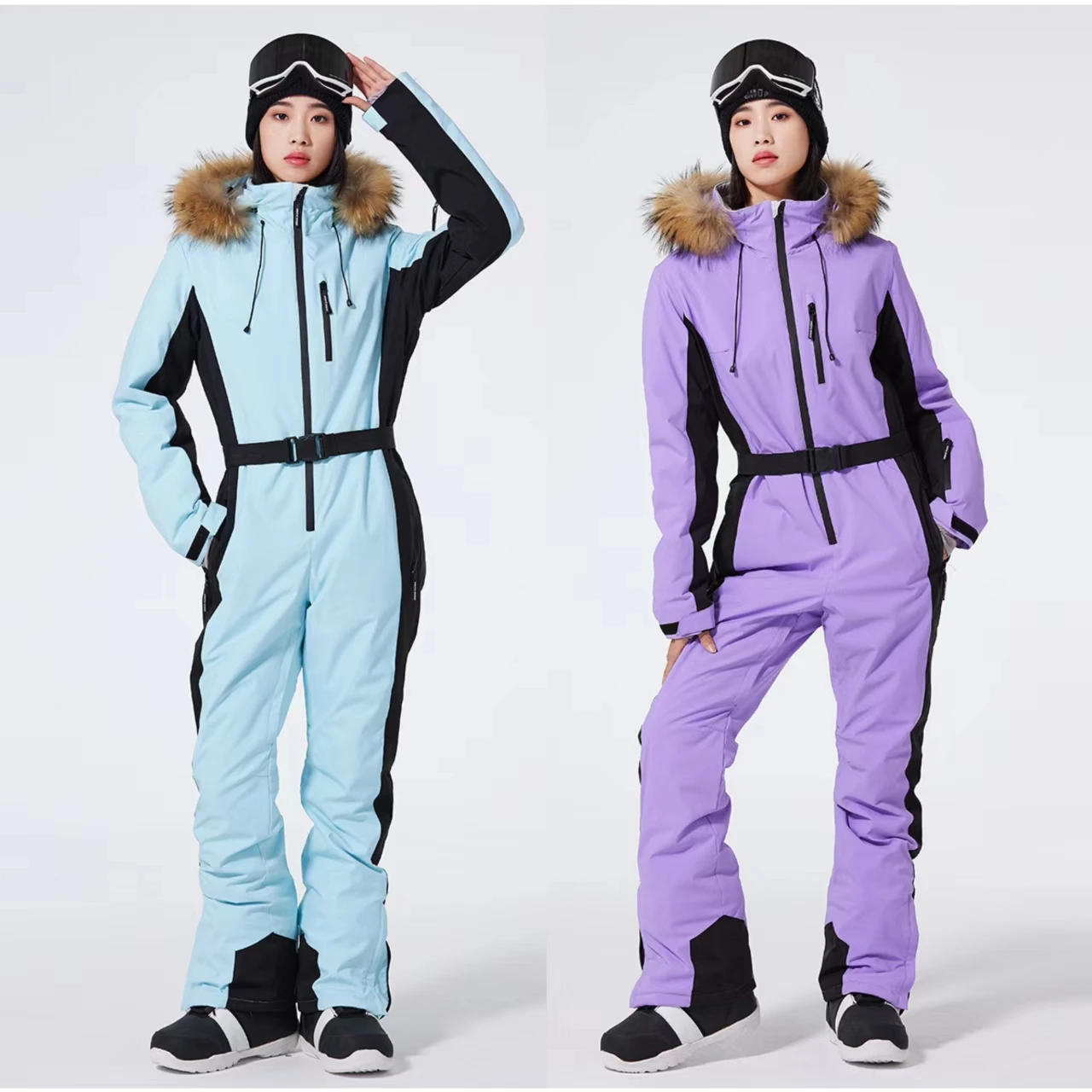 

New Fashion Warm One-Piece Ski Suit Slim Women Winter Windproof Skiing Jumpsuit Snowboarding Suit Female Snow Costumes Outdoor