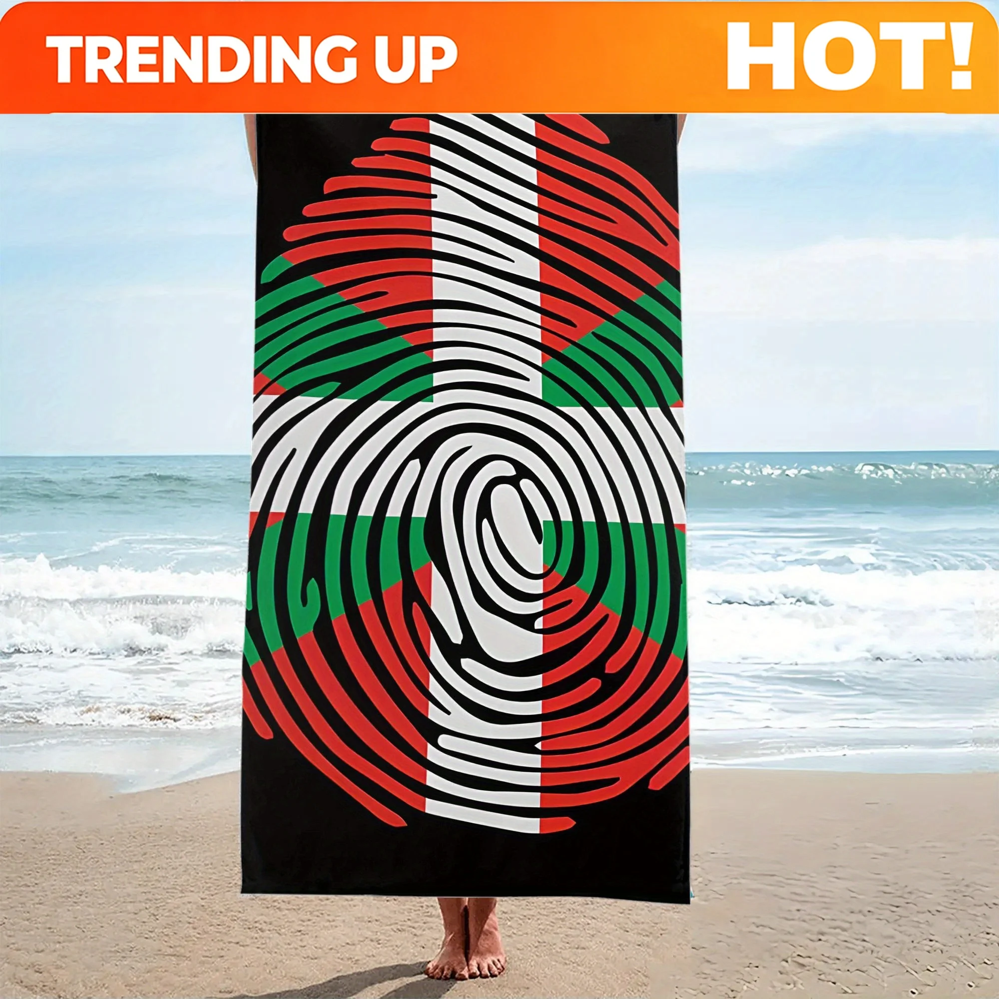 Customize 1pc Basque Flag Spiral DNA Design Beach Towel - Quick-Dry Absorbent Microfiber, Soft Lightweight & Portable for Beach,