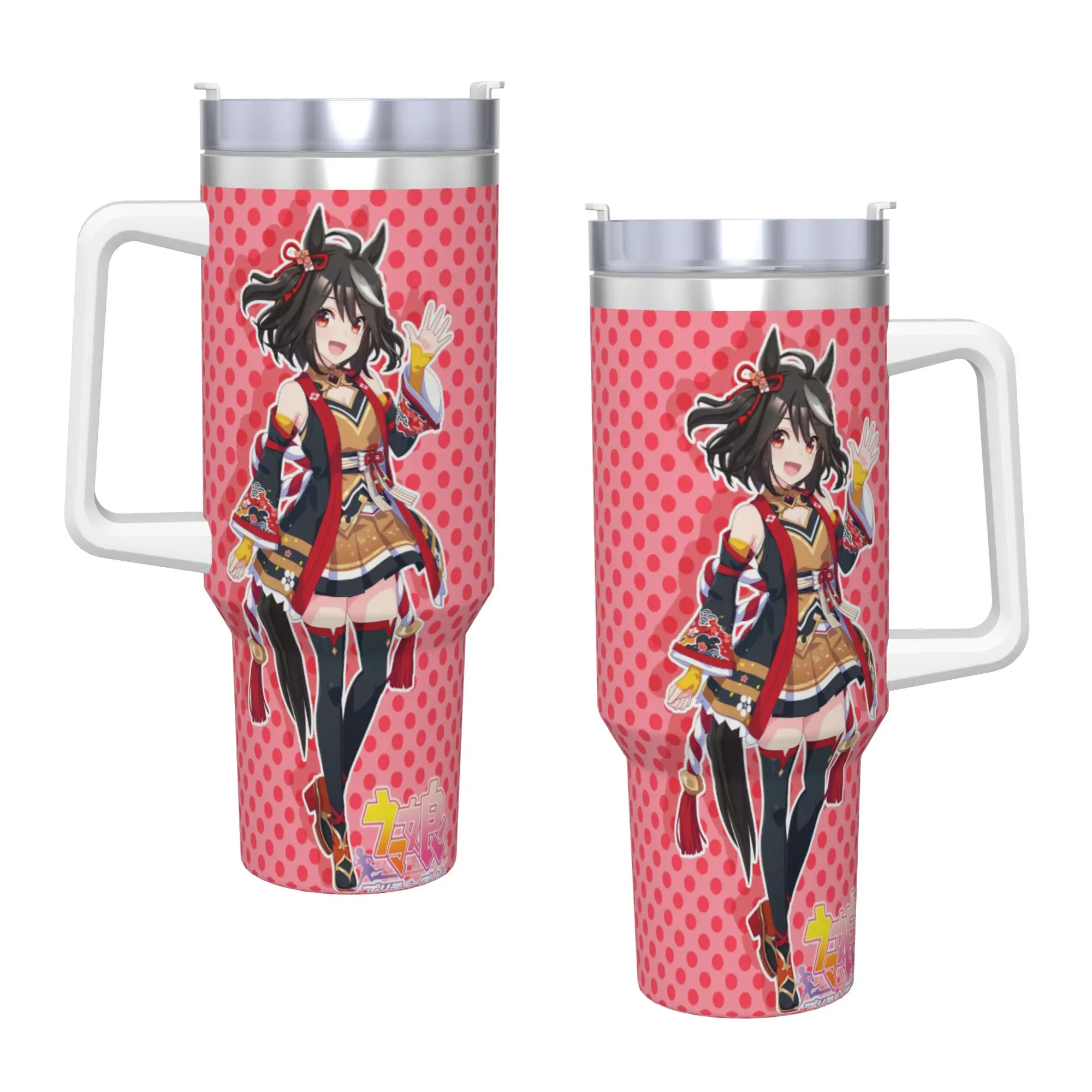 Stainless Steel Tumbler Kitasan Black UmaMusume Pretty Derby Mugs Cup With Straws  Beach Cold Drink Water Bottle 40oz Coffee Mug