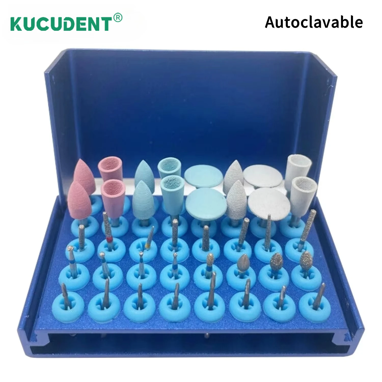Dental Autoclavable Disinfection Box 40 Holes Aluminium Alloy Burs Block Holder For High Low Speed Burs Drills Cleaning Stand