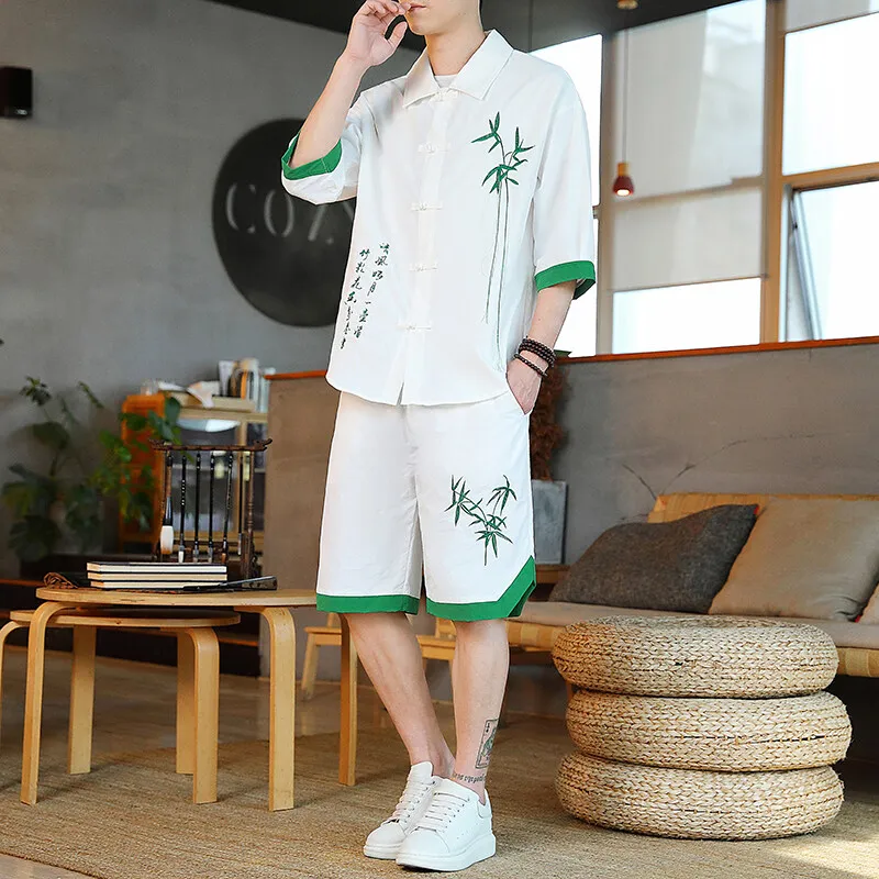 Men's sets (Shirt + trousers) 2025 summer and spring new fashion men shirt short sleeve shirt High quality shirts male Two Piece