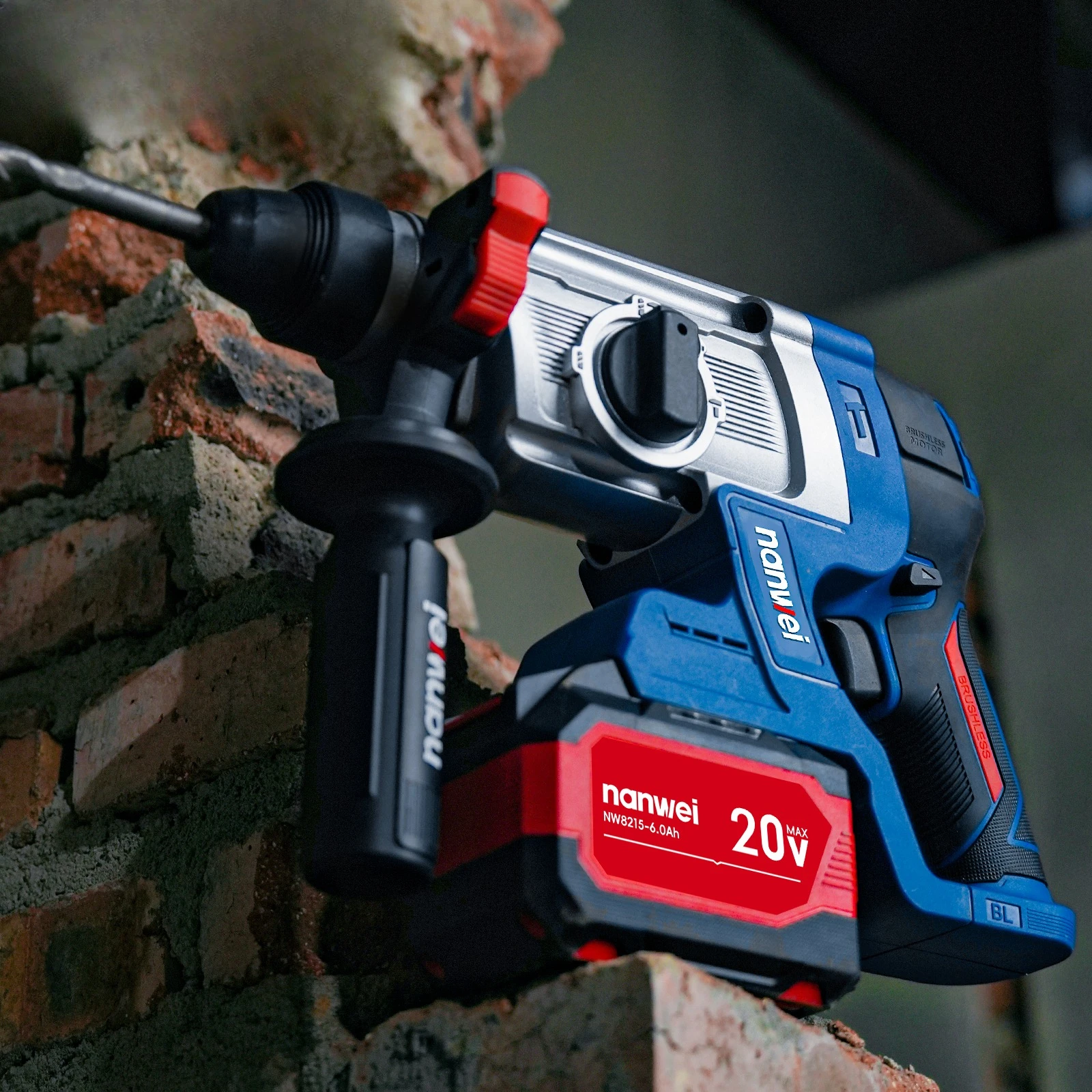 

Nanwei new electric hammer 20v cordless electric drill power tool cordless power rotary hammer drill