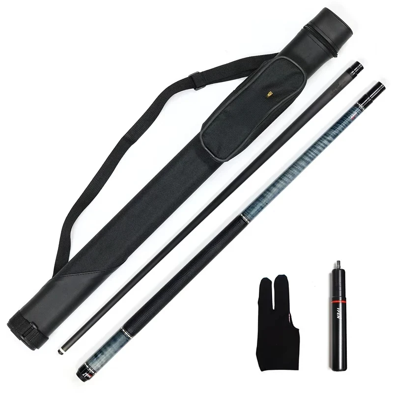 

Carbon Fiber Shaft Hand Inlaid .Mm/.Mm Tipped Billiard With Club Bag And Extension Set