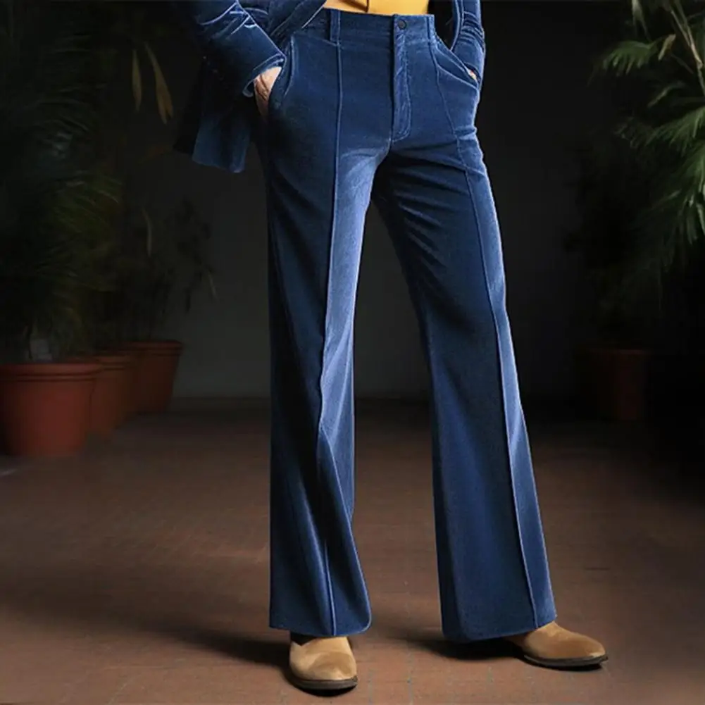 2025, männliches Kleid, goldene Samthose, ausgestellte Hose, Freizeithose, Tasche, einfarbig, Komfort, Business, Alltag, Urlaub, Mode