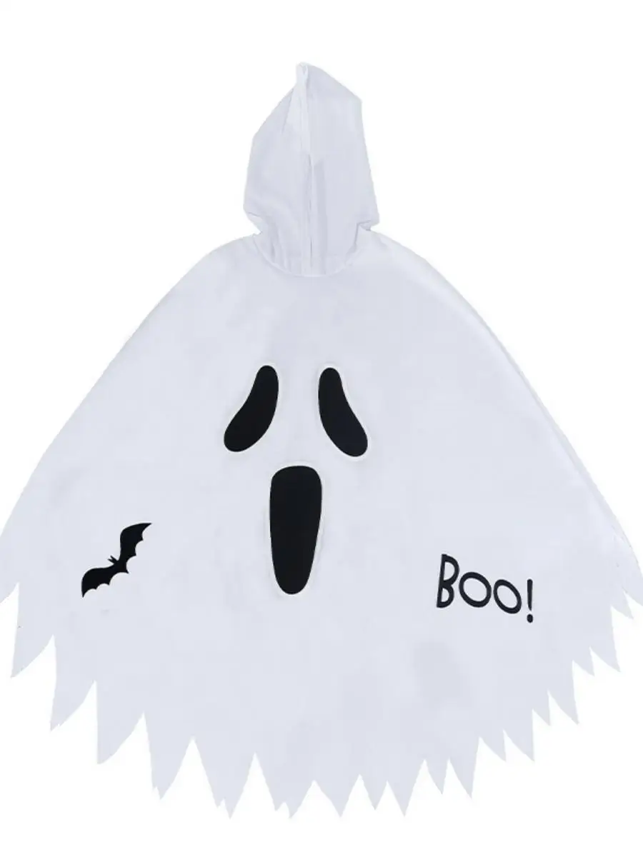 أزياء الهالوين للأطفال المتوهجة باللون الأبيض Screng Ghost Face Skeleton Ghost Robe Par Dr up Cloak Dance Suit